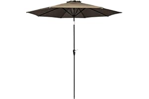 Four Seasons Courtyard 9 Foot Patio Market Umbrella Round Polyester Fabric Outdoor Backyard Shaded Canopy with Customizable Adjustments