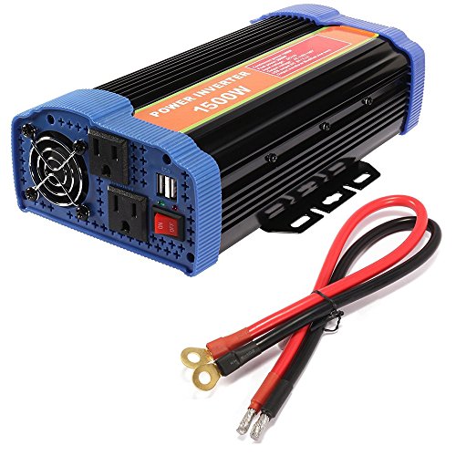 1500W Car Power Inverter DC 12V to AC 110V Inverter 3000 PEAK WATT INVERTER For for Laptop, Tablet, Smartphone and Other Household Devices