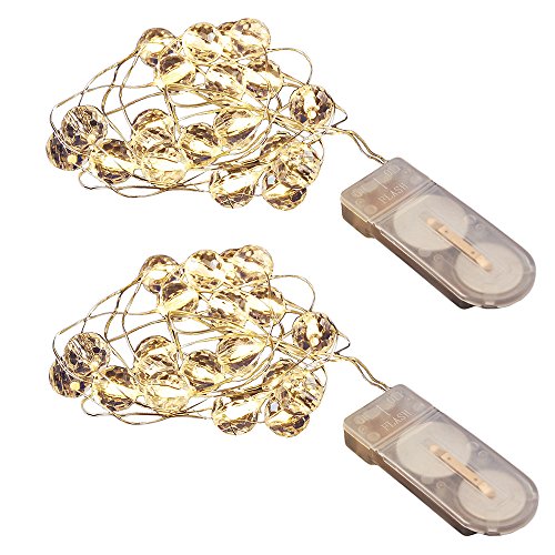Lumabase Battery Operated Mini String Lights with Crystal Balls, 20 LED Lights on 83" Cord, Set of 2, 65602