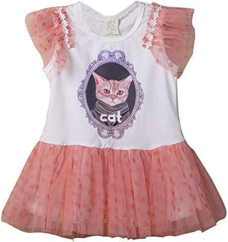 Little Girl's Fashion Fly Gauze Dress Sleeve Wave Point Owl Lace (120cm=47in=M(5), pink)