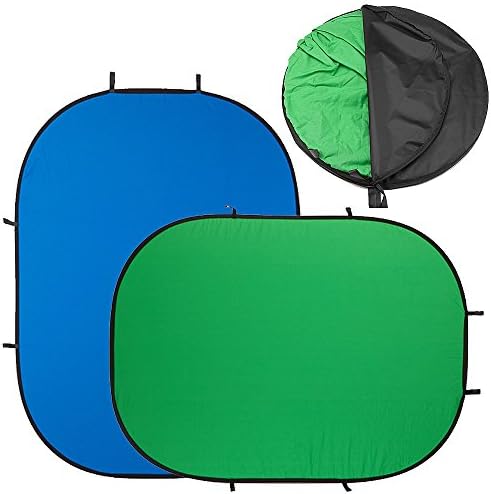 Sofoto 5' x 6.5' Twist Flex ChromaKey Background Blue Green Double Sided Backdrop Pop-Out Muslin Backdrop Panel Collapsible Backdrop Background for Photo Video Studio Background RE210 BG