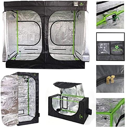 Green Box Tents Hydroponics Grow Room 2.4m x 1.2m x 2m Plant Indoor Growing Silver Mylar 600D Dark Box Bud
