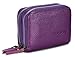 KALMORE Women's Leather RFID Secured Spacious Cute Card Wallet Small Purse, Purple, Two Zippers