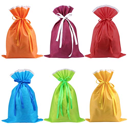 Non-Woven Drawstring Bag, Sdootjewelry 6 Pack Gifts Bag Drawstring, Large Party Favor Bags with Drawstring for Gift, Candy, Goody, Storage（Assorted Color）