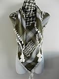 DK Olive Green White Arab Shemagh Head Scarf Neck Wrap Cottton Palestine Arafat