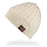 Onedayshop Unisex Wireless Bluetooth Beanie Knitted Winter Warm Music Hat with Built in Stereo Headphone Speaker for Christmas Gifts (White)