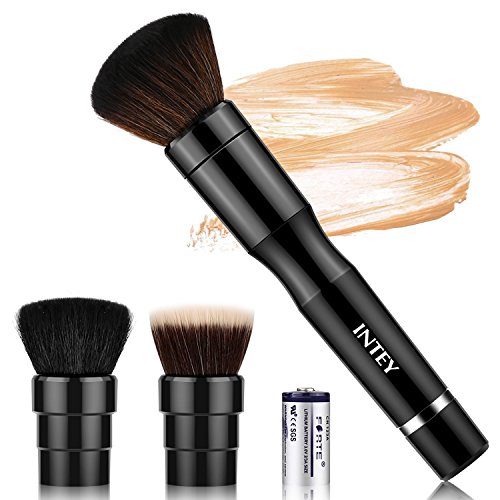 INTEY Electric Makeup Brush, Automatic Spinning Foundation Brush Set with 3 Heads, 360Â° Rotating Cosmetic Brush, Black