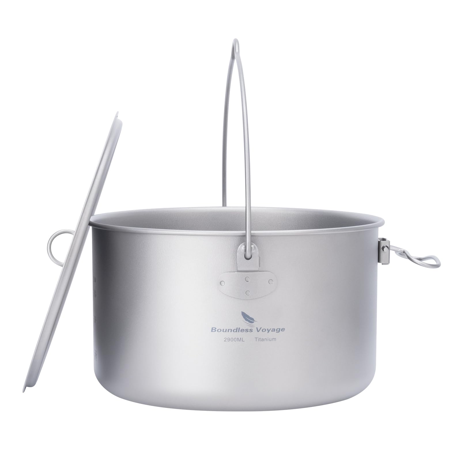 iBasingo Titanium Camping Pot 2.9L Lightweight Hanging Cookware with Lid for Group Camping Outdoor Ti2045C