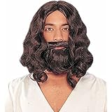 Adult Cosplay Costume Biblical Men's Jesus Wigs and Beard Set