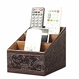Top Grade Vintage Retro Flower PU Leather Desktop Storage Office Desktop Organizer Remote Control Holder