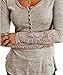 Meihuida Fashion Lady Button Front Long Sleeve Cotton T Shirt Blouse Top Grey