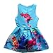 ZHBNN Trolls Little Girls Printed Princess Dress Cartoon Party Dress (Blue,100/2-3Y)