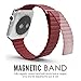MoKo Apple Watch Band, Premium Soft Leather Loop Band with Magnetic Closure for 42mm Apple Watch Models, Red (Not fit 38mm Versions)