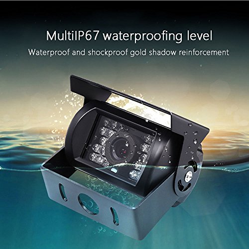 Camecho Achteruitrijcamera, 4-polige aansluiting, waterdichte camera, 12 V, 24 V, nachtzicht, voor auto, bus… - Afbeelding 7