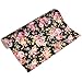 Qlychee Printed Rose Flowers on Litchi Grain Leather for Bow DIY Handbags Shoes