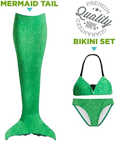Tendol 3 Pc Swimming Mermaid Tail, Monofin Compatible, For Children, (Mono-fin not included) (Blue, Small)