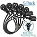 Maximm Cable 6-Inch (0.5 Foot) 360° Rotating Flat Plug Extension Cord/Wire, 3 Prong Grounded Wire - 5 Pack - Black UL Certified