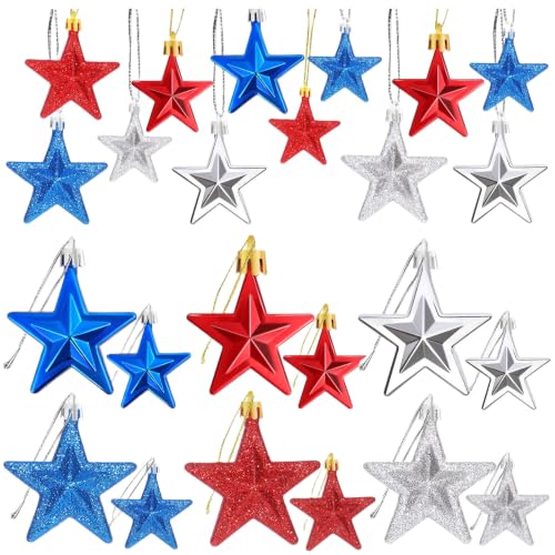 JULMELON Patriotische Weihnachtsschmuck, rot, weiß, blau, Ornamente, patriotische Baumschmuck, Weihnachtsbaumschmuck für Zuhause, Party-Dekorationen,