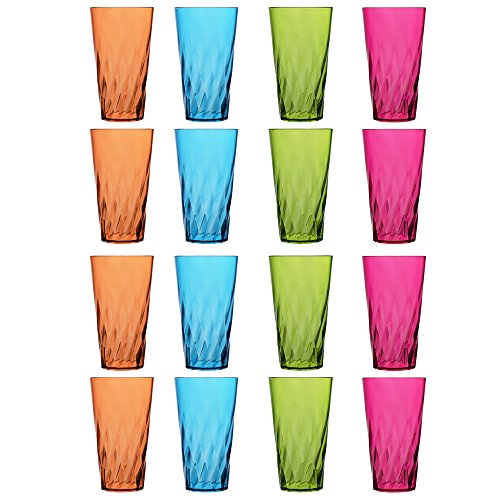 Palmetto 20-ounce plastic tumblers | set of 16 in 4 ass…