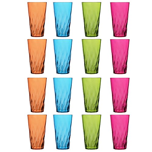 Palmetto 20-ounce Plastic Tumblers | set of 16 in 4 Assorted Colors