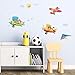 DECOWALL DA-1506B 3 Animal Biplanes Kids Wall Stickers Wall Decals Peel and Stick Removable Wall Stickers for Kids Nursery Bedroom Living Room d?cor