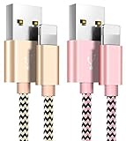 Lightning Cable iPhone Cable, 2Pack 5ft/1.5M Charging Cord Nylon Braided for Lightning to USB iPhone Charger Cable for iPhone X/8/8 Plus/7/7 Plus/6/6 Plus/5/5S/5C/SE by BESKIN,(Pink+Gold)