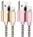 Lightning Cable, 2Pack 5ft/1.5M Nylon Braided Charging Cord，Lightning to USB Cable, Charger Cable for iPhone X/8/8 Plus/7/7 Plus/6/6 Plus/5/5S/5C/SE by BESKIN,(Rose Gold+GOLD)