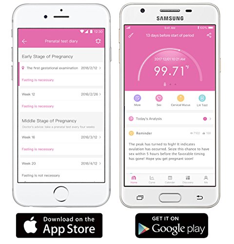 Basal Thermometer - Femometer App Track Fertility - Highly Accurate 1/100th Degree, Highly Sensitive for Natural Family Planning and Ovulation tracking - 2018 femometer thermometers (Purple)