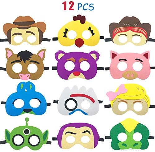 caicainiu 12 pcs Toy 4th Masks Birthday Party Supplies Toys 4th Adventure Party Favors Dress Up Costume Mask Include Woody Buzz Lightyear Forky Bo Peep Bullseye Jessie Rex for Kids boys and girls