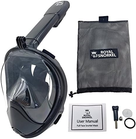 New 3rd Gen Full Face Snorkel Mask - Longer Breathing Tube, Flat Anti Fog Lens - Adult and Kids Size - GoPro Compatible, Easy to Breathe Underwater - Best Panoramic Snorkeling Masks (Black, L/XL)