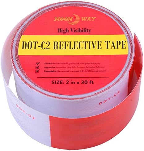 DOT-C2 Reflective Tape 2" Inch x 30' Feet Red White Reflective Stickers for Trailer Truck Vehicle Cars