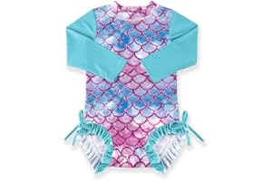 BesserBay Baby Girl's UPF 50+ Sun Protection Swimsuit One Piece 3/4 Sleeve Rash Guard 0-36 Months