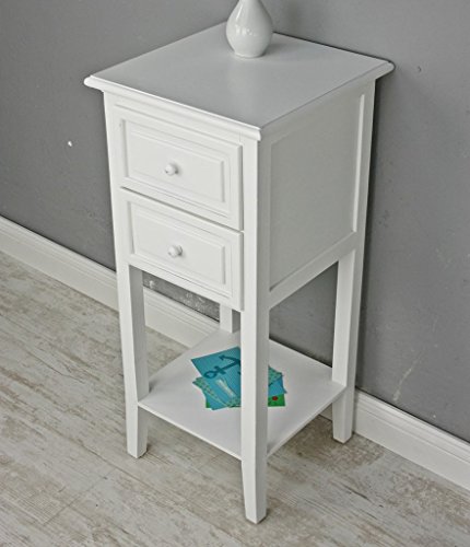Telephone Table With 2 Drawers In Antique White Side Table Solid