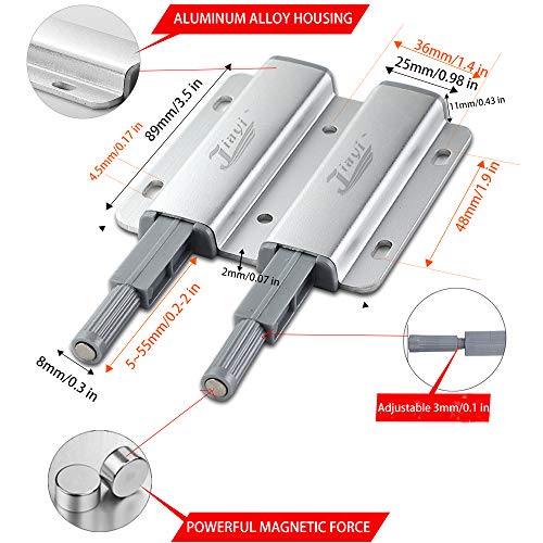 Jiayi Metal Door Catches Heavy Duty 2 Pack Double Push to Open
