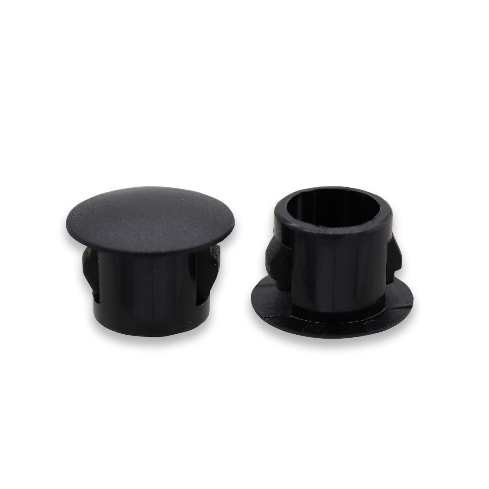 VictorsHome Hole Plugs Plastic 8mm (5/16") Fit for 7.5-8mm Diameter Locking Hole Tube, Flush Type Panel Insert End Caps Fastener Cover for Kitchen Cabinet Furniture Black 50pcs