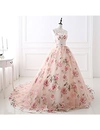 ZVOCY Vestido de fiesta formal de quinceañera con estampado floral, vestido de noche