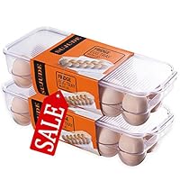 SUJUDE 12 Egg Holder for Refrigerator, Egg Tray With Lid, Egg Storage Container for Kitchen Refrigerator, Pack of 2