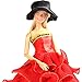 Barwa Red Gown Dress with Hat Princess Evening Party Clothes Wears Wedding Dresses for Barbie Doll