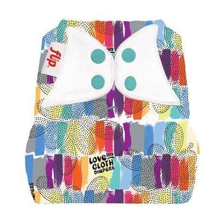 Flip Hybrid Reusable Cloth Diaper Cover with Adjustable Snaps and Stretchy Tabs - Fits Babies from 8 to 35+ pounds (Love)