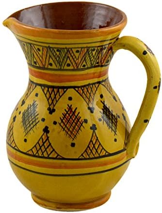 Moroccan Pitchers Sangria Handmade Ceramic Carafe Beverage Dispenser Jar Cooler Easy Pour 58 Oz Large