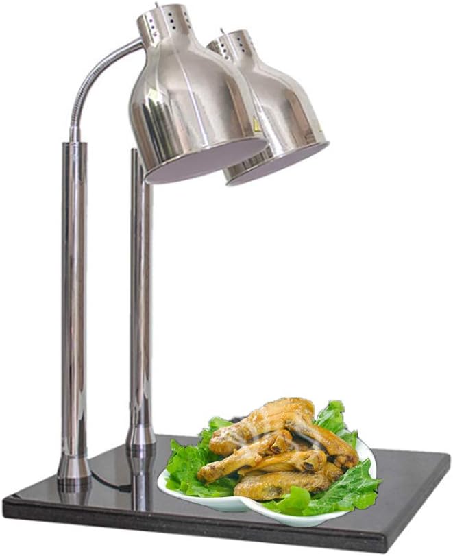 Drxiu Food Heat Preservation Lamp,Double-head Marble Base,Infrared Food heating Lamp,Dinning Table, Coffee Table,Used to Maintain the Temperature of the Food