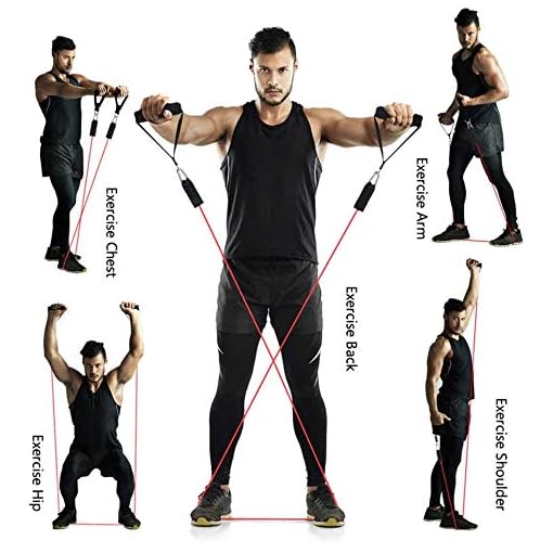 Rainlin Portable Exercise Resistance Band Set Stackable up to 150 lbs (5 Stackable Exercise Bands with Door Anchor… - Image 6