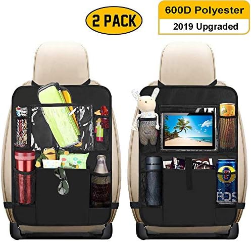 Car Backseat Organizer Protector Car Organizer Kick Mat with Touch Screen Tablet Holder & 6 Storage Pockets & Strong Buckles for Kids and Toddlers (24" x 16") Large Great Travel Accessories