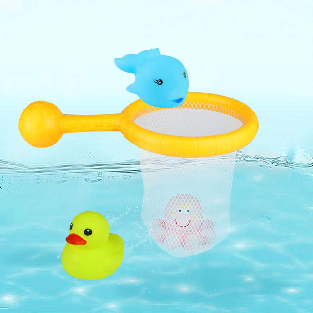 Nuheby Duck Bath Toy with Net Floating Octopus Dolphin Toddler Pool Net Bathtub Water Toys for 12 Month Old