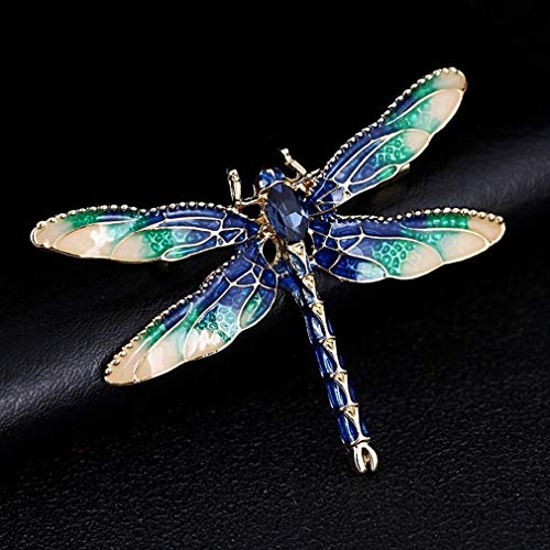 DearAnswer Dragonfly Enamel Brooch Lovely Insect Lapel Pin Scarves Shawl Clip Delicate Accessories for Party,Blue - Thumbnail 3