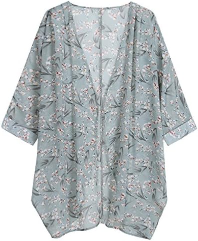 olrainWomen's Floral Print Sheer Chiffon Loose Kimono Cardigan Capes