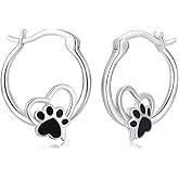 Dog Paw Stud Earrings for Women 925 Sterling Silver Moon/Heart Dog Paw Stud Earrings Cute Paw Print Jewelry Gifts for Women Girls