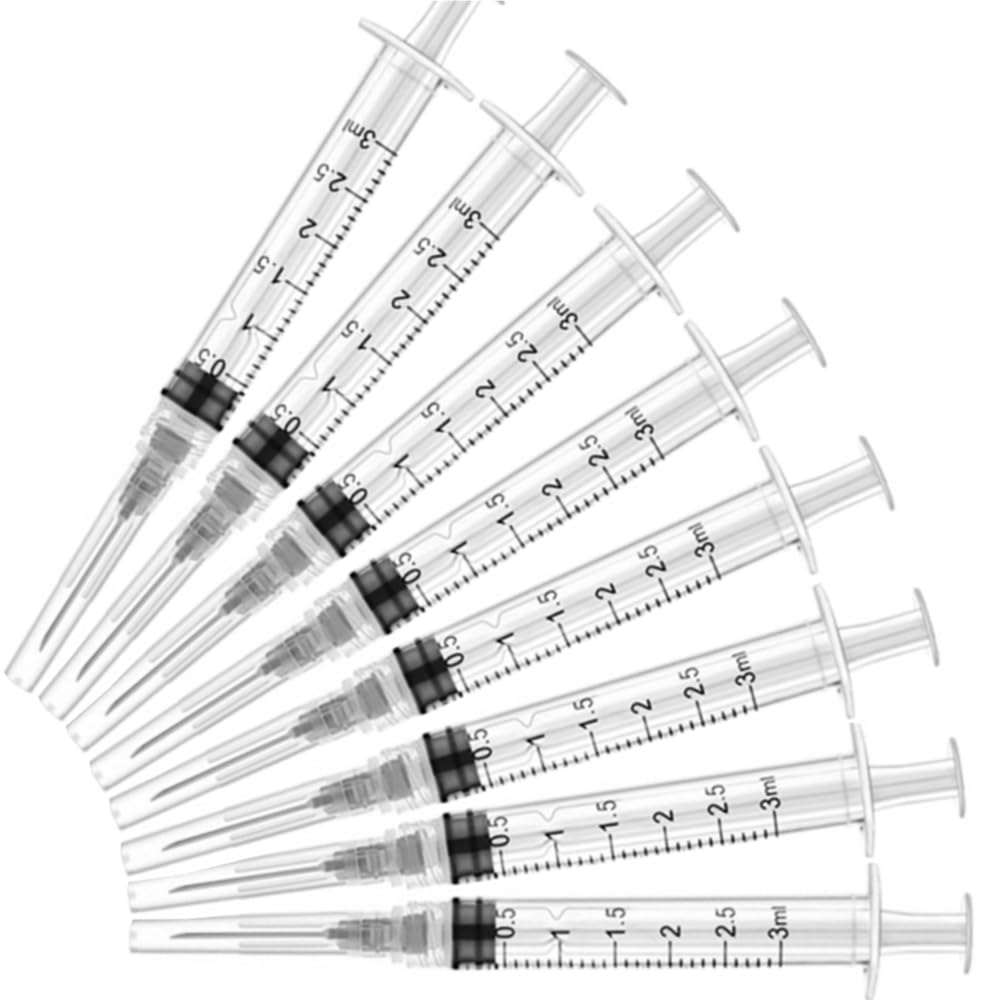 Photo 1 of 50 Pack 3ml 22Gauge 1Inch - Luer Lock 1ml 2.5ml 3ml 5ml 10ml 20ml with 25Ga, 23Ga, 22Ga, 21Ga, 18Ga Lab Consumables(Individually Sealed Wrapped)