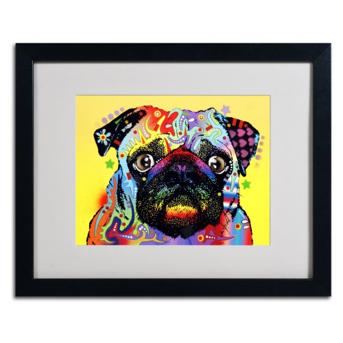 Trademark Fine Art Pug Matted Artwork by Dean Russo with Black Frame, 16 by 20-Inch