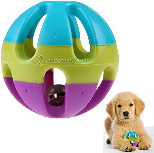 Toy Ball for Dogs with Jingle Bell - Dental Treat, Bite Resistant, Indestructible Non-Toxic Strong Tooth Cleaning Dog Toy Balls for Pet Training, Playing, Chewing - Soft Rubber, Bouncy, Tennis Ball